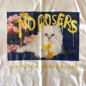 Limited Edition Adaptation & Born x Raised 'No Posers' Kitty Tee-Barneys NY-Sz S